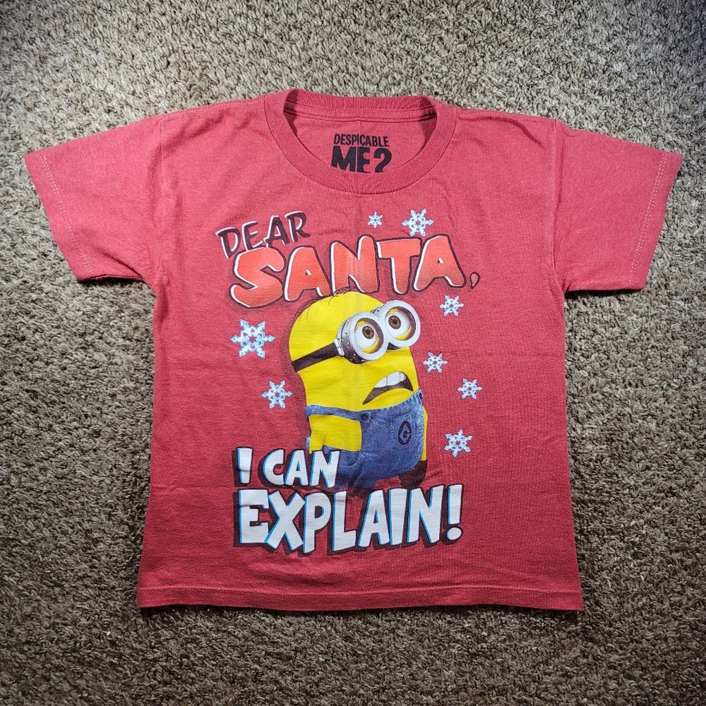 Despicable Me 2 Dear Santa, I Can Explain! Kids Christmas Shirt Size XS Red
